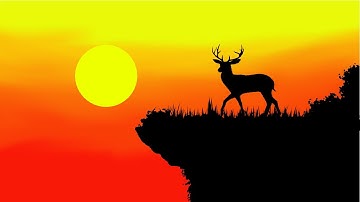 sunset deer digital painting ,speed art gimp tutorial