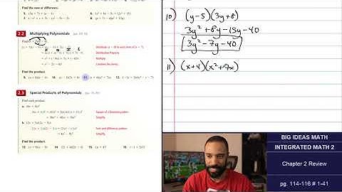 Big Ideas Math [IM2]: Chapter 2 Review (Examples & Problem Set)
