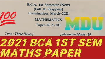 2021 MDU BCA 1st sem Maths questions paper #mdu #bca1styear #previousyearquestions