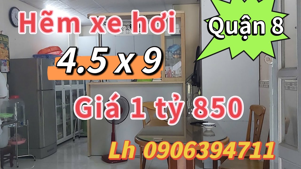 Quận 8) 👉giá 1 tỷ 850 TL 💥DT 4.5 x 9 một lầu 2p2wc Hẽm xe hơi gần chợ trường học 🌺Lh 0906394711