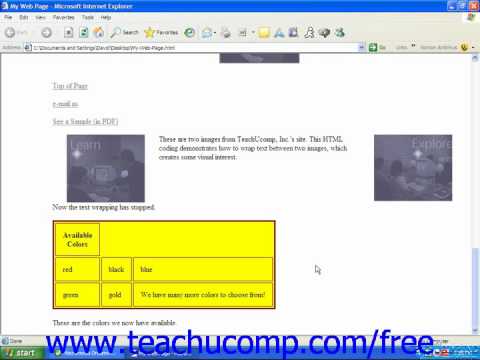 HTML Tutorial Merging Cells Training Lesson 9.14