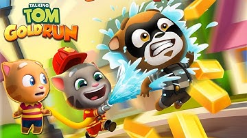 Talking Tom Gold Run Android Gameplay - Fireman Tom vs Ginger vs Robber