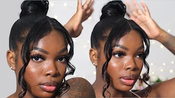 SUPER EASY HIGH WEAVE BUN WITH TWO BANGS  ON NATURAL HAIR | OYBELLA