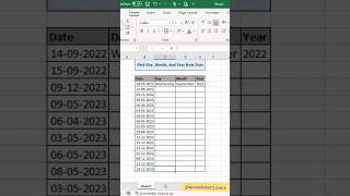 Celebrity Find day, month and year from date in excel #shorts Profile