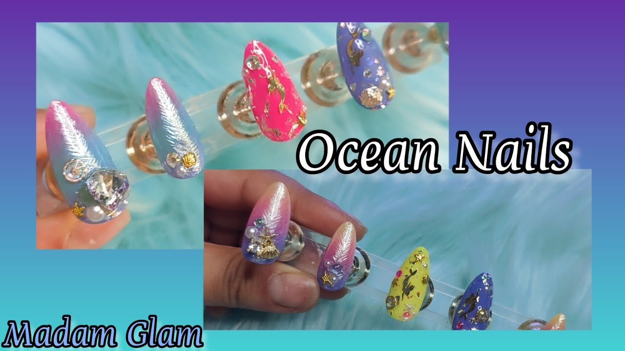 Shell Inspired Ombre Ocean Nails 🐚 