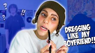 Transforming myself into my boyfriend!! **HE REACTS**