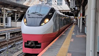 E657系水ｶﾂK12編成(フレッシュひたち色リバイバル塗装・赤色※スカーレットブロッサム塗装・連結器カバー無し)が特急ときわ69号勝田行きとして上野駅8番線を出発！(69M)