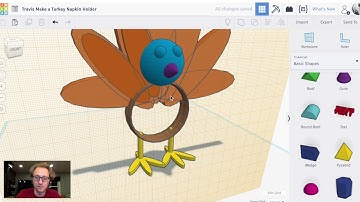 TurkeyCAD - 3D Design & Print a Thanksgiving Turkey Napkin Ring in TinkerCAD!