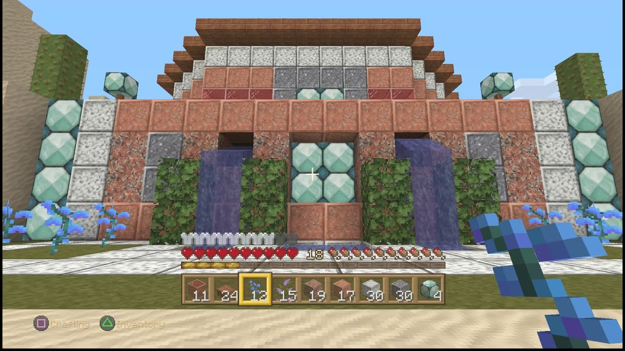 Minecraft PS4 New House Built with TU31 Stone Blocks, Wood & Sea