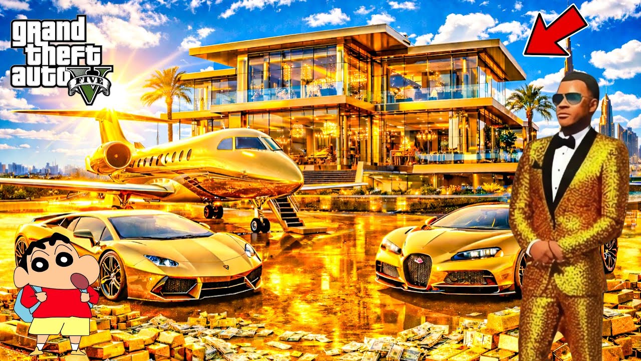 Franklin & Shinchan OPEN BILLIONAIRE CAR Showroom In GTA5 royalgamerzm-1