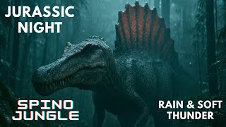 Spinosaurus Stalks the Rain | Immersive Jungle Ambiance | Gentle Thunder