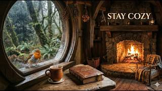 Escape to a Rainy Hobbit House | Warm Fireplace &amp; Enchanted Forest ASMR