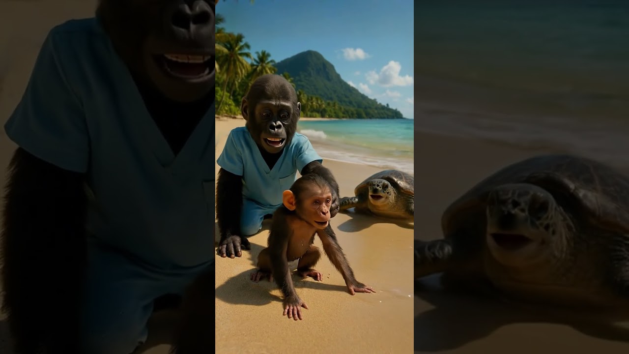A Sea Turtle Helps a Baby Monkey in a Magical Rescue Story 