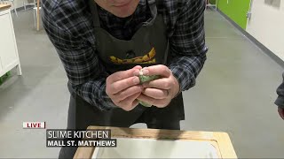 Keith Kaiser mixes up the slime that he made