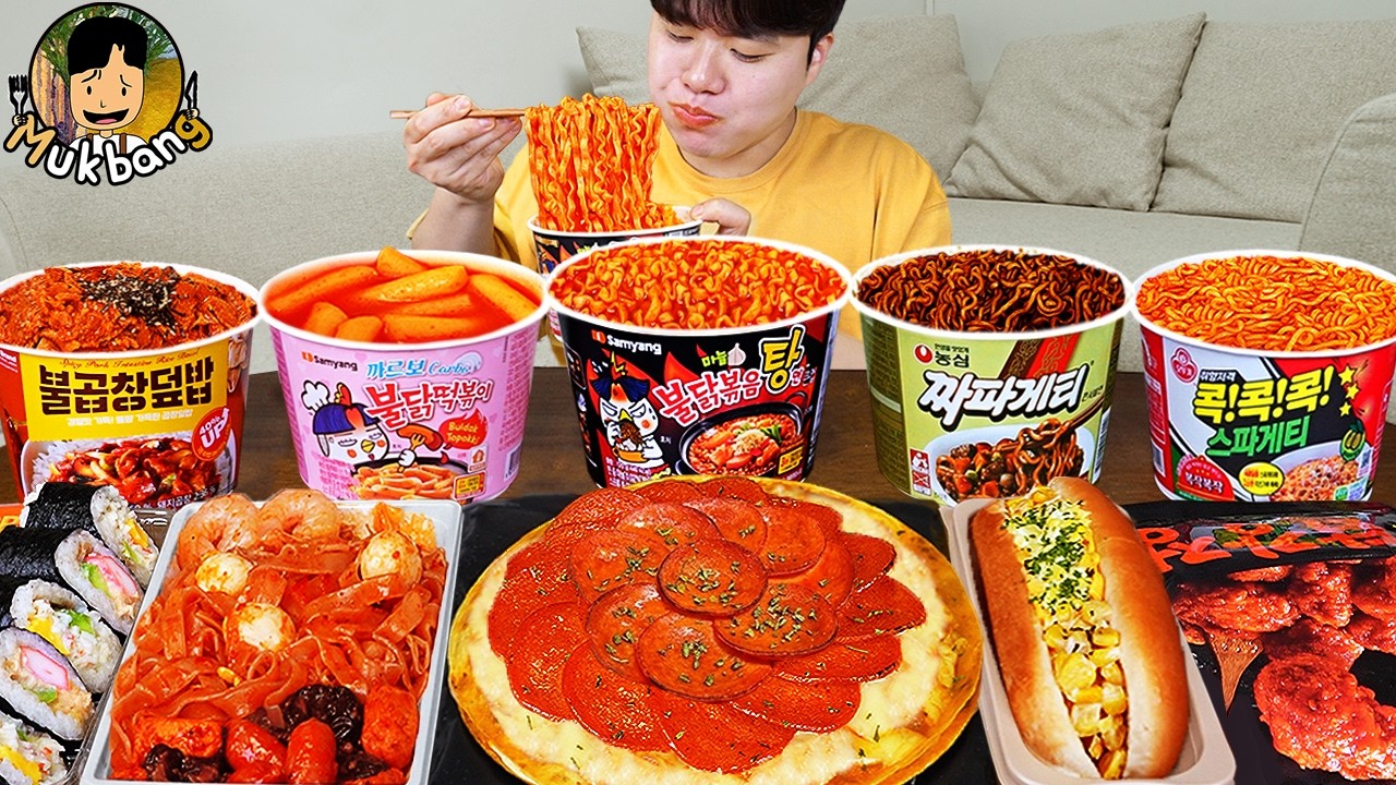 ASMR MUKBANG 편의점 핵불닭 미니!! 떡볶이 & 핫도그 & 김밥 FIRE Noodle & HOT DOG & GIMBAP EATING SOUND!