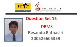 Database Management System question set 15