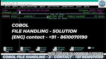 COBOL FILE HANDLING - solution - For Online Training - +91-8610070190