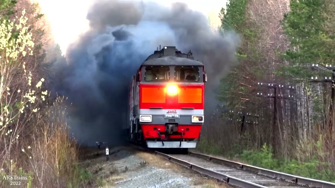 "Дал медведя" Тепловоз 2ТЭ116К-1110 грузовым поездом и приветливой бригадой