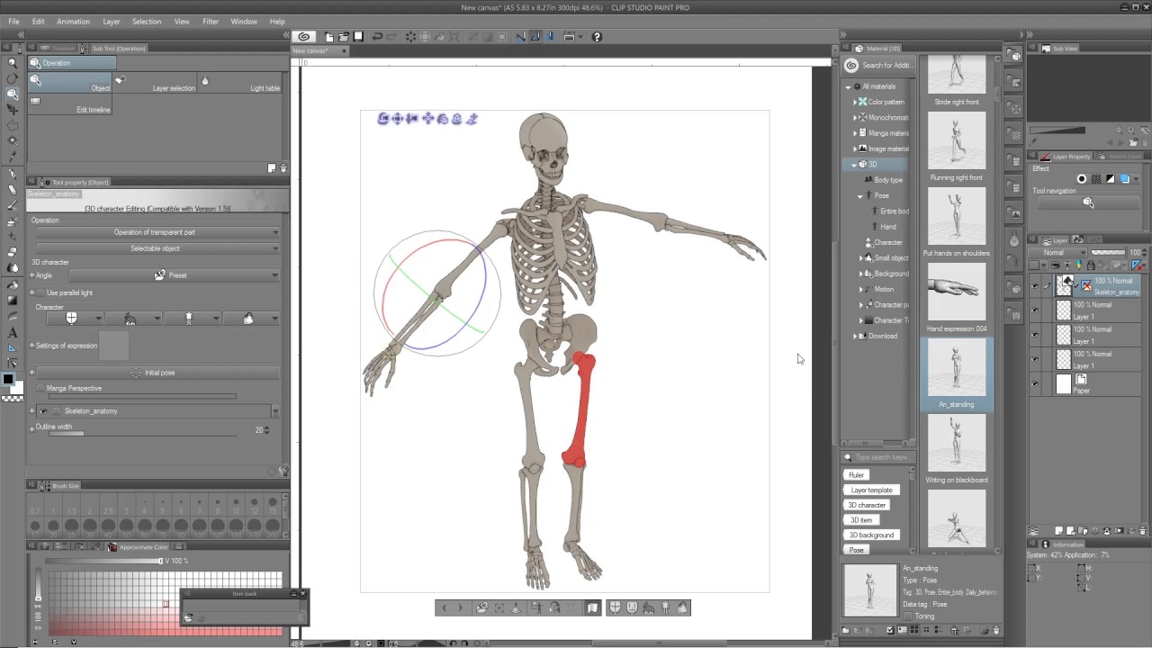 Poseable 3d Skeleton Anatomy Model For Clip Studio And Manga Studio Youtube