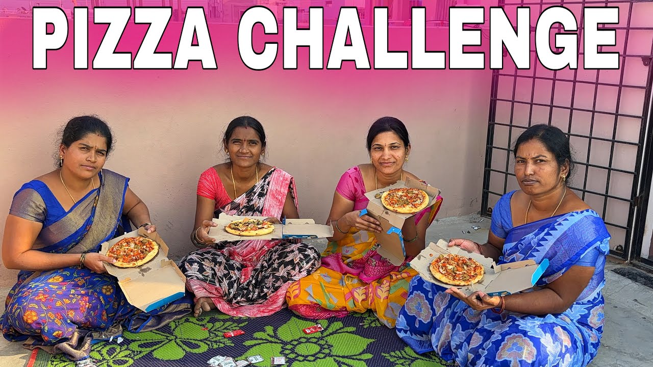 Pizza challenge || first time pizza తిన్నాము friends || వీడియోలా kosam మా చిన్న చిన్న కోరికలు ❤️❤️