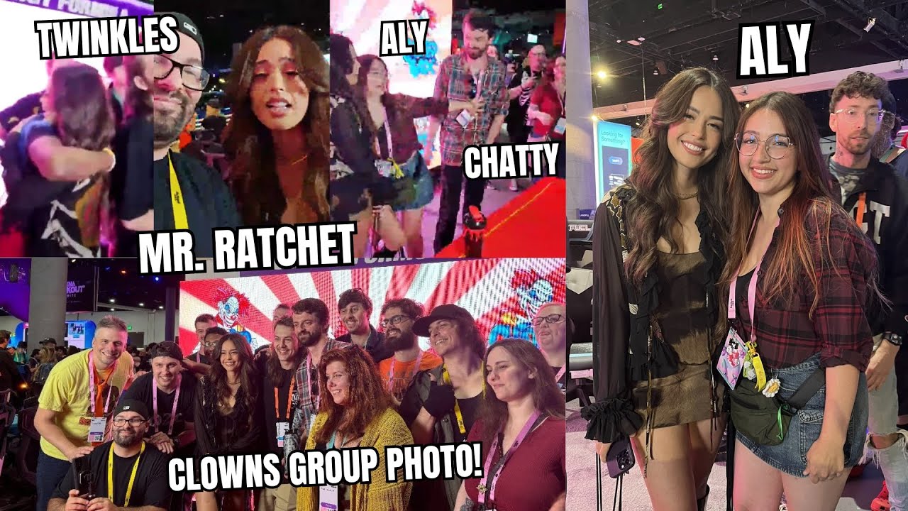 Valkyrae MEETS The Clowns IRL in TWITCHCON! | Chatterbox Aly Thio Twinkles Ratchet Bozo Sooty