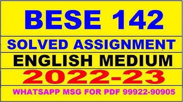 bese 142 solved assignment 2022-23 | bese 142 solved assignment in english 2022-2023 | bese 142 2023