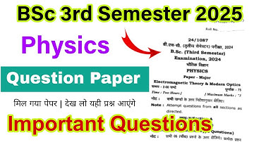 BSc 3rd semester physics important questions 2025 | BSc 3rd semester physics question paper 2024-25