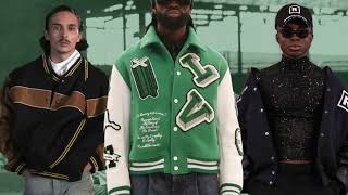 Louis Vuitton Green & White Varsity Leather Jacket