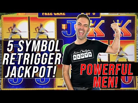 5 Symbol RETRIGGER JACKPOT! ⫸ Powerful Men Slots