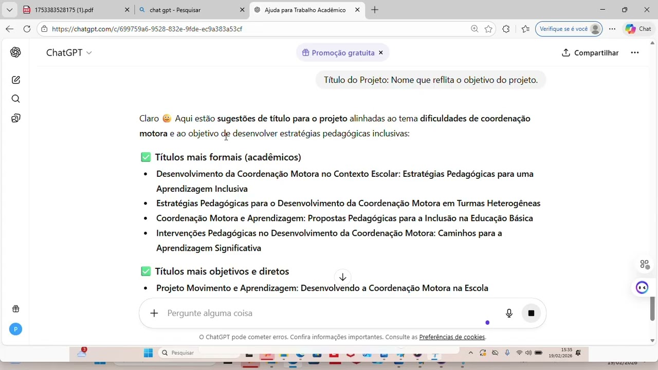 UTILIZE O CHAT GPT PARA CONSTRUIR O SEU TRABALHO - PRÁTICAS PEDAGÓGICAS: A ARTE DE EDUCAR.