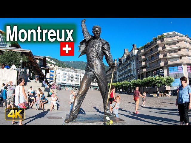 Montreux, Switzerland 🇨🇭 Waterfront promenade walk during Jazz Festival with Freddie Mercury statue