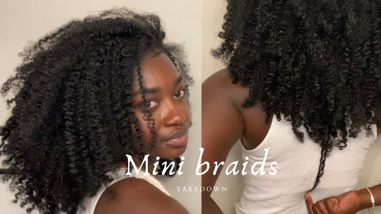 1 month mini braid takedown, length check, half up half down+ length retention tips