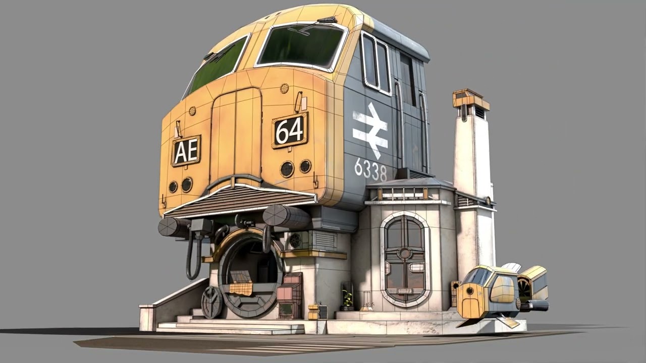 3D Environment: Train Shop Exterior — Full Modeling & Texturing Breakdown