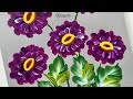 💜🎨🌸🌺🌿Stressbuster therapeutic Beautiful onestroke flowers painting video using acrylic paints 🎨🫶💯🌼🌸🌿