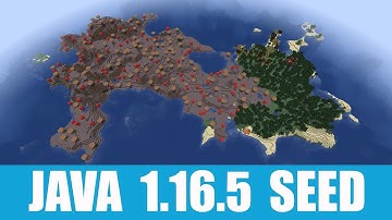 Minecraft Java 1.16.5 Seed: Spawn on a mushroom island with taiga village, ruined portal, diamonds