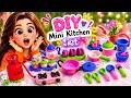 Amazing technique to make kitchen set with Clay | Miniature Clay kitchen set /DIY Clay Craft
