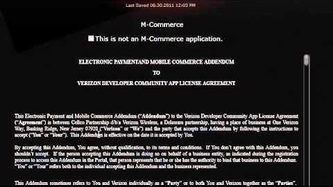 Step 16 of Verizon App Store Submission Process - M-Commerce Screen