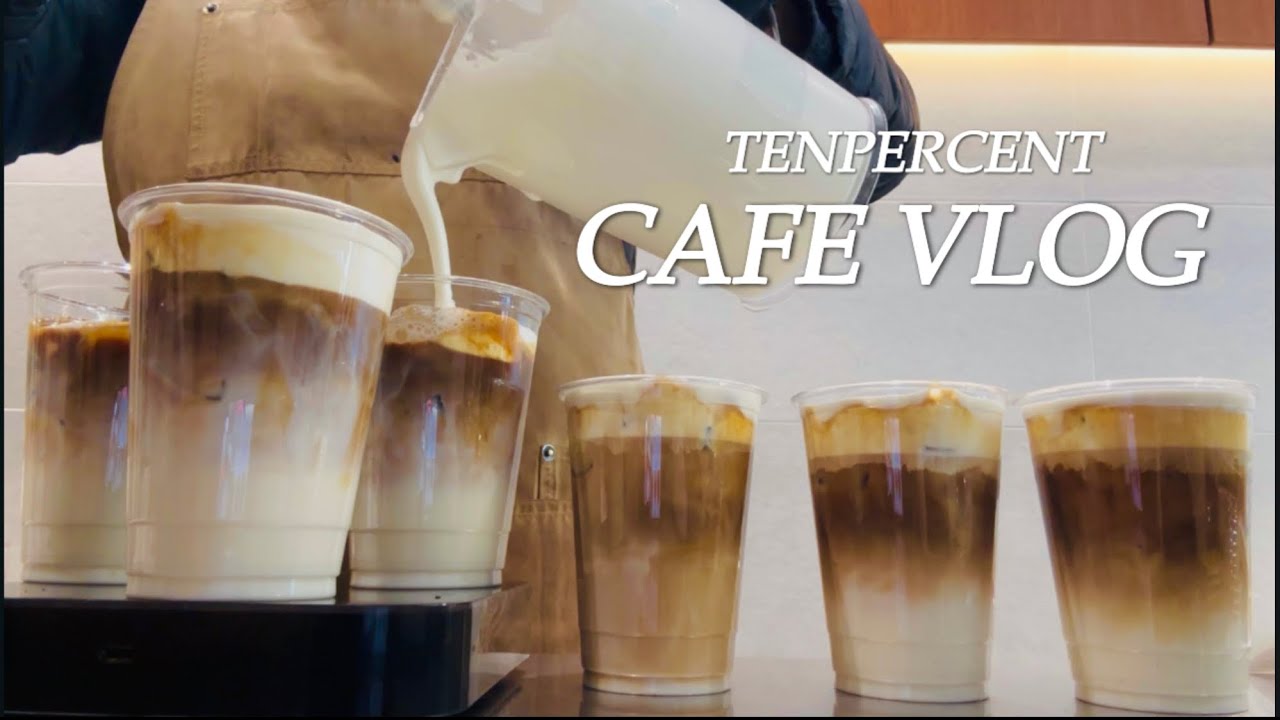 [cafe vlog] 쏟아지는 텐라떼 주문😱| 남편 첫만남 ssul 푸는 카페 브이로그