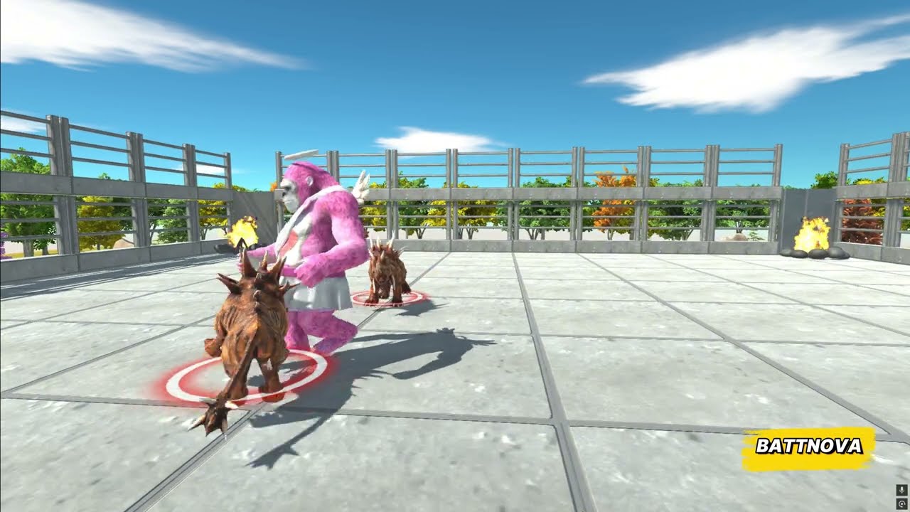 PINK KINGKONG VS HELLHOUND EPIC BATTLE ! Animal Revolt Battle Simulator | ARBS Battnova