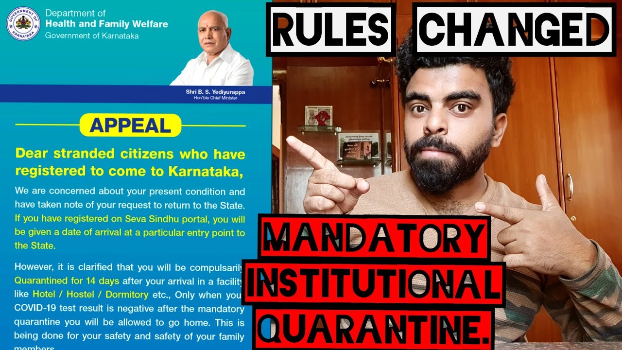 Mandatory Institutional Quarantine for those from Five Risk States to Karnataka | Rules changed