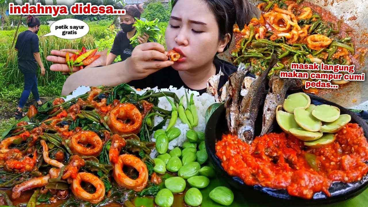 KE DESA TETANGGA PETIK KANGKUNG❗ MASAK CAMPUR CUMI SAMBAL TERASI LALAPAN MENTAH