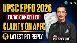 UPSC EPFO 2026 Notification Update | Clarity on EPFO APFC Vacancies 2026 | Latest RTI Reply