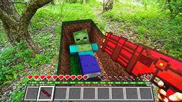 Minecraft Real Life POV MINIGUN vs ZOMBIE in Grave Realistic Minecraft Texture Pack