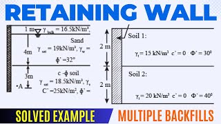 Analysis of Retaining Wall | Multiple backfill soils #retainingwall #civilengineering screenshot 4
