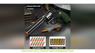 Continuous Firing Revolver Black Pistol 357 Launcher Soft Dart Bullet Toy Gun CS Outdoor Game Weapon screenshot 3
