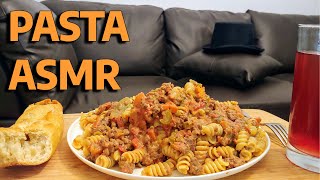 ROTINI PASTA IN MEATY SAUCE WITH CRUNCHY BREAD, ASMR MUKBANG EATING SHOW