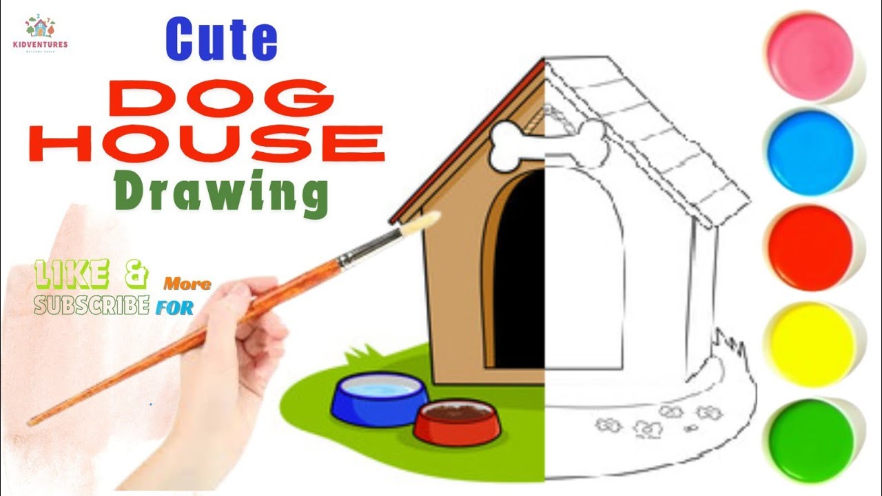 Dog house | Kids easy drawing ideas | Step by Step | Easy drawing tutorial | coloring video
