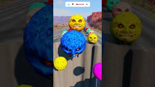 Big & Small Moon Colorful Monster Cars Vs Giant Pit