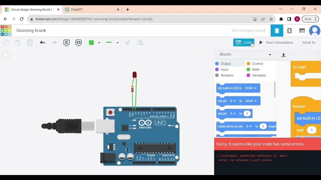 Tinkercad | Blinking LED using arduino | Explained | Techie Savant ...