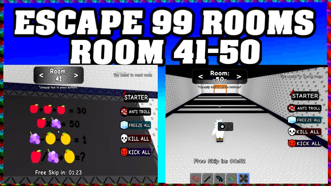 ROOM 41-50 ESCAPE 99 ROOMS Roblox Walkthrough [Full Guide English] 🗝️ ...